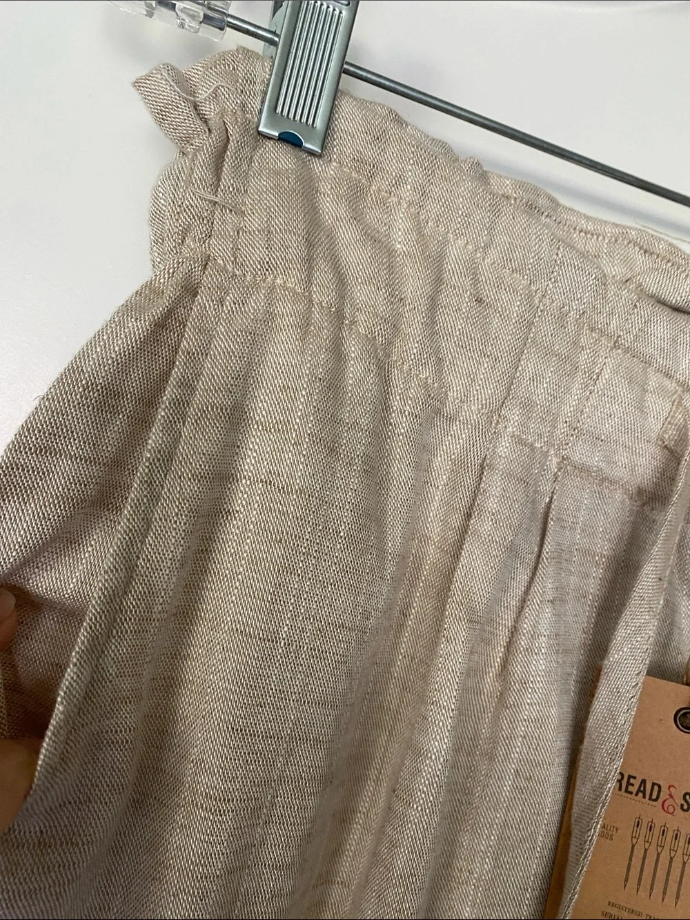 NWT Soft Linen Rayon Blend Flowy Drawstring High Waist Wide Straight Leg  M